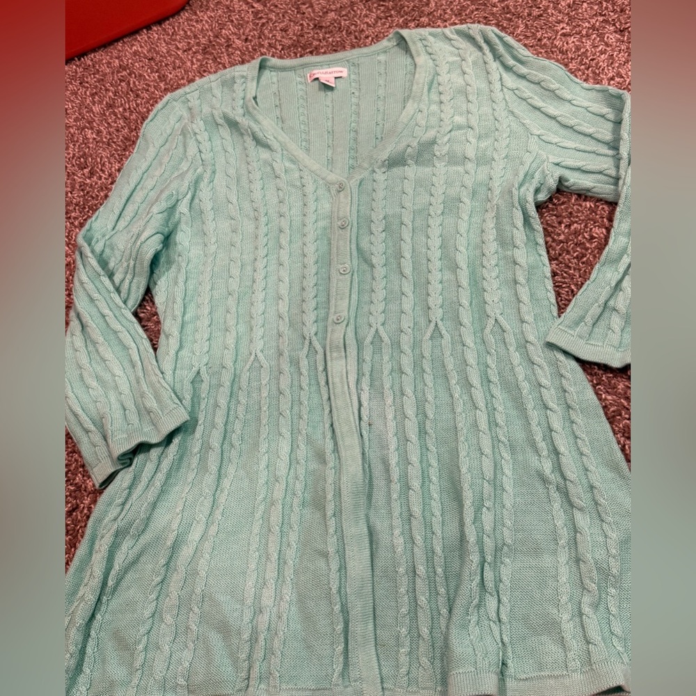 🍋‍🟩Croft & Barrow Light Blue Cable Knit Button Down Shirt